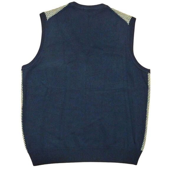 Brooks Brothers 346 Extra Fine Merino Wool V-Neck Sweater Vest, Large, Navy/Gray - Picture 5 of 8